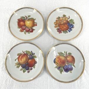 Mitterteich Bavaria Germany  7 1/2" Salad/dessert Plate Fruit Gold Trim Set of 4